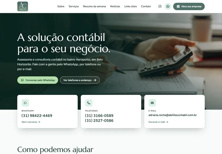 Página inicial de Abilita Contábil