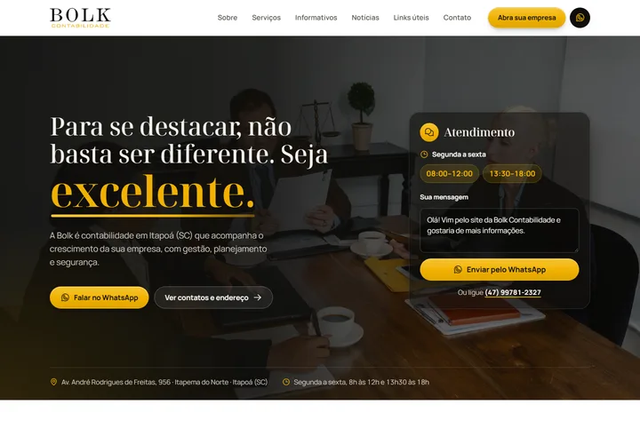 Página inicial de Bolk Contabilidade