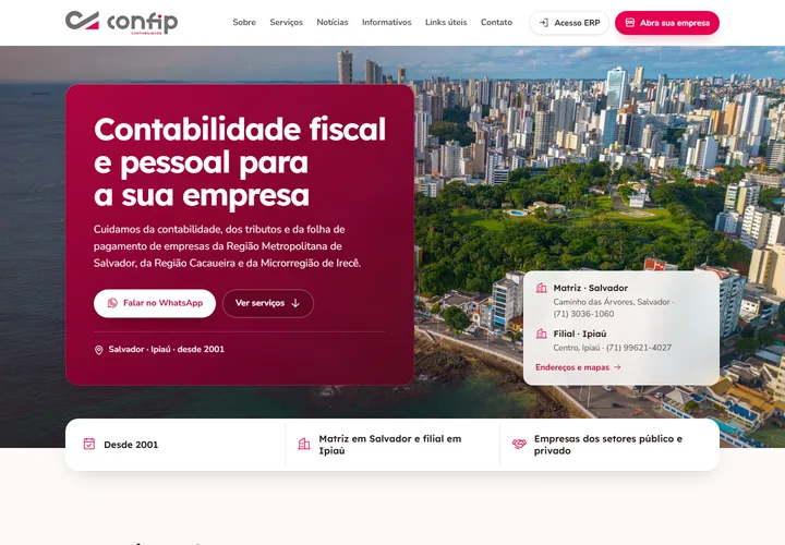 Página inicial de Confip Contabilidade