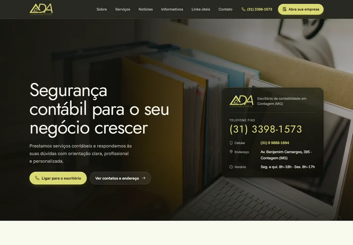 Página inicial de ADA Contabilidade