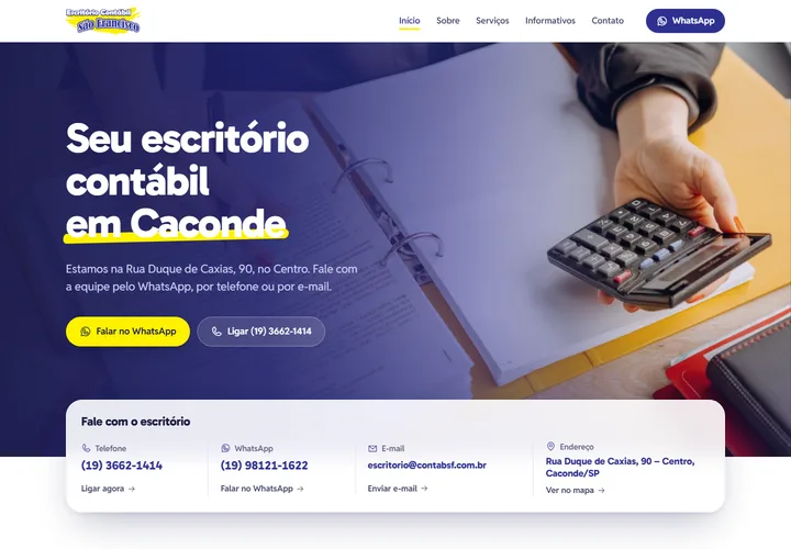 Página inicial de Contab SF