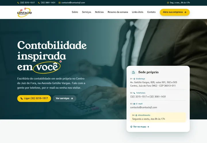 Página inicial de Contacto JF