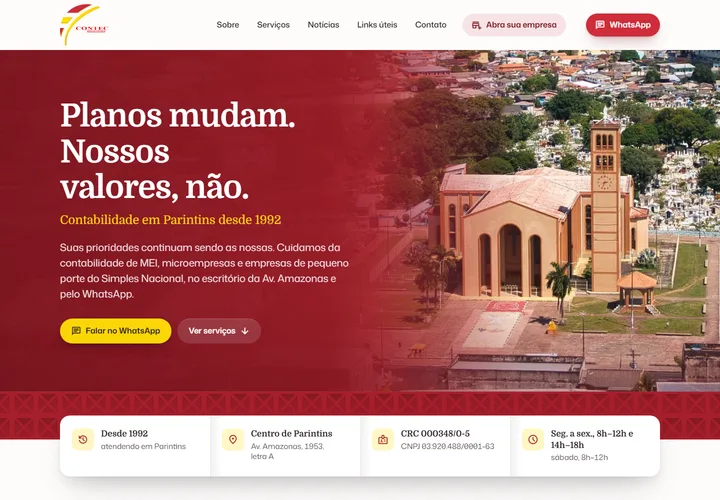 Página inicial de Contec Parintins