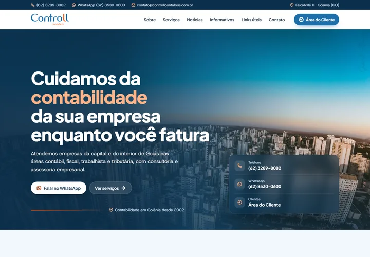 Página inicial de Controll Contábeis