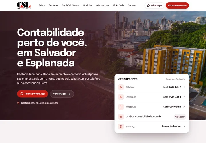 Página inicial de CSL Contabilidade