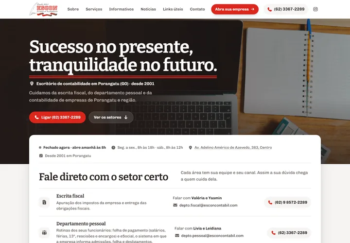 Página inicial de Escon Contábil
