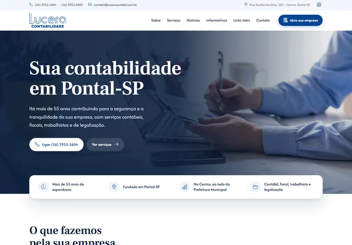 Página inicial de Lucera Contábil