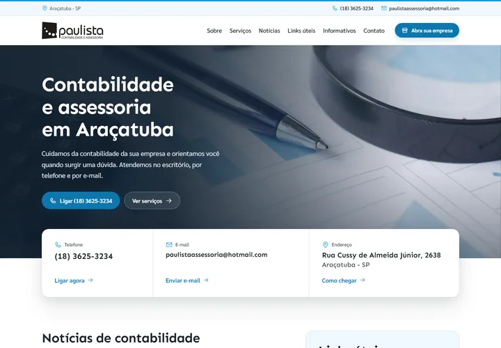 Página inicial de Paulista Assessoria
