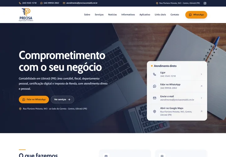 Página inicial de Precisa Contábil