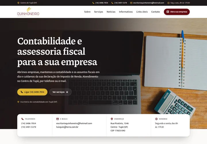 Página inicial de Quinhoneiro Contabilidade