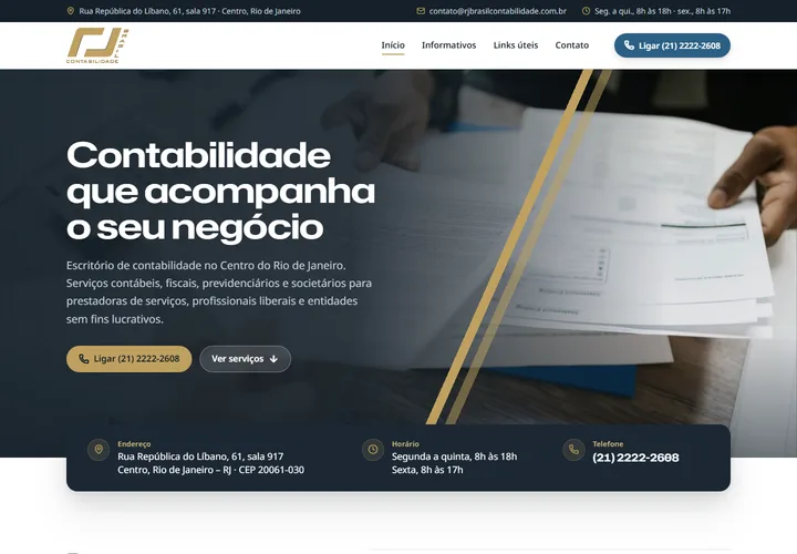 Página inicial de RJ Brasil Contabilidade