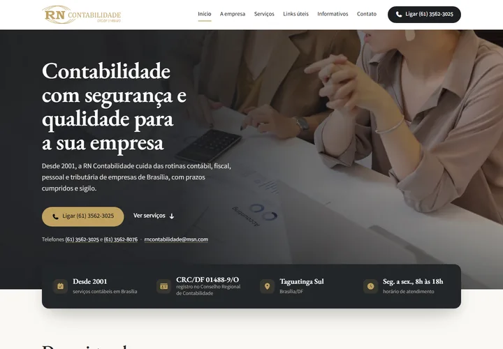 Página inicial de RN Contábil BSB