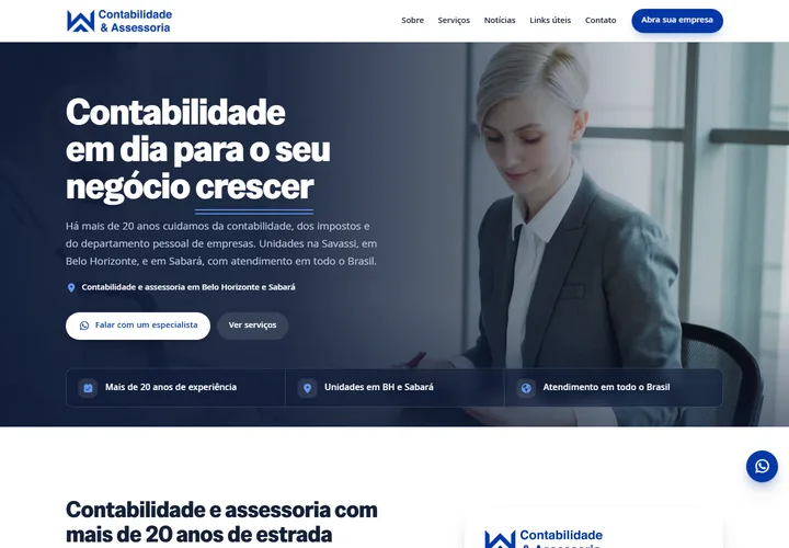 Página inicial de WA Contabilidade União