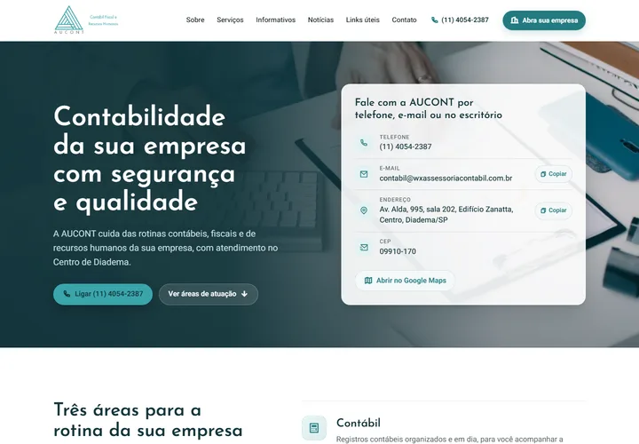 Página inicial de WX Assessoria Contábil