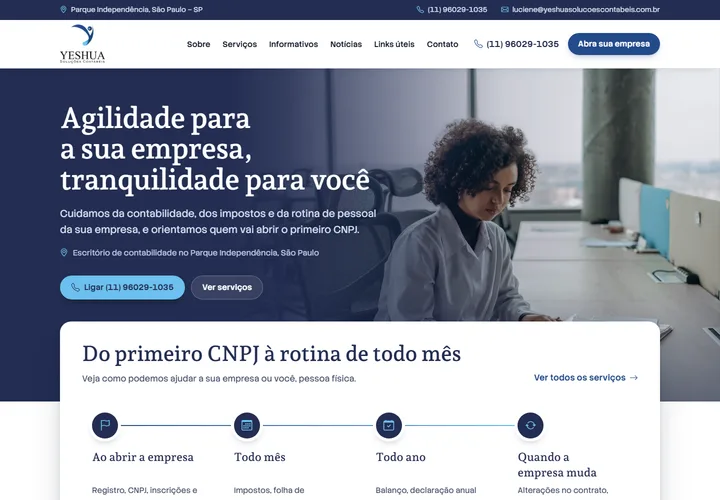 Página inicial de Yeshua Soluções Contábeis