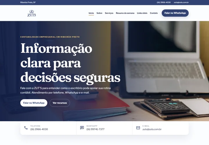 Página inicial de Zuts